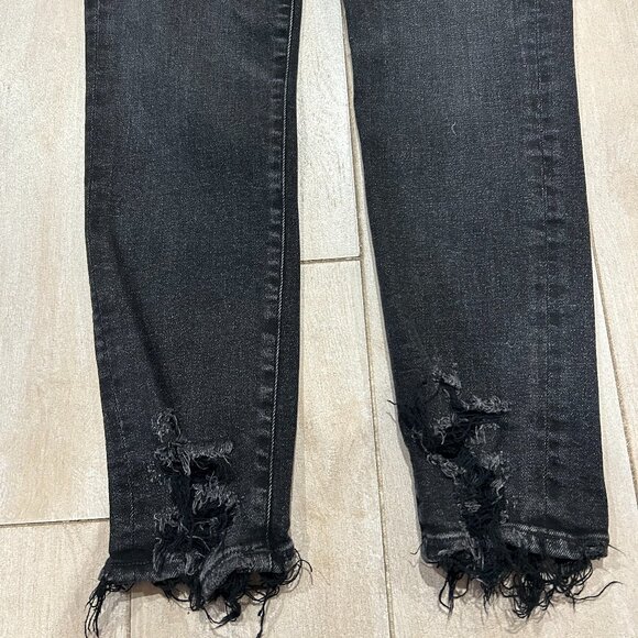 Womens AGOLDE Sophie A018 C-844 Black Distressed Crop Skinny Jeans Chewed Hem 27 - Picture 6 of 13